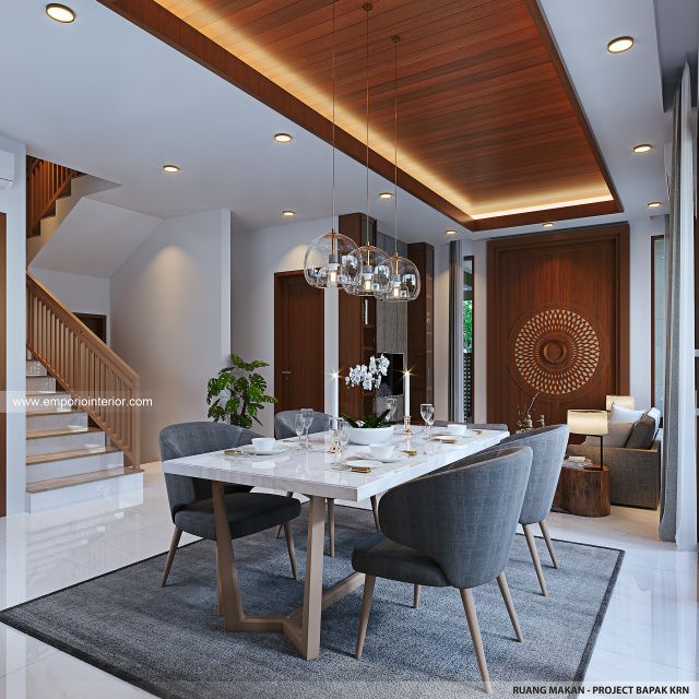 Desain Ruang Makan Rumah Villa Bali 2 Lantai Bapak KRN di Alam Sutera, Tangerang