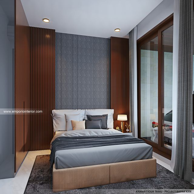 Desain Kamar Tidur Tamu Rumah Villa Bali 2 Lantai Bapak KRN di Alam Sutera, Tangerang