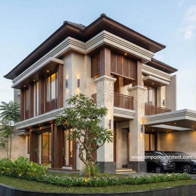 Desain Tampak Hook Rumah Villa Bali 2 Lantai Bapak KRN di Alam Sutera, Tangerang