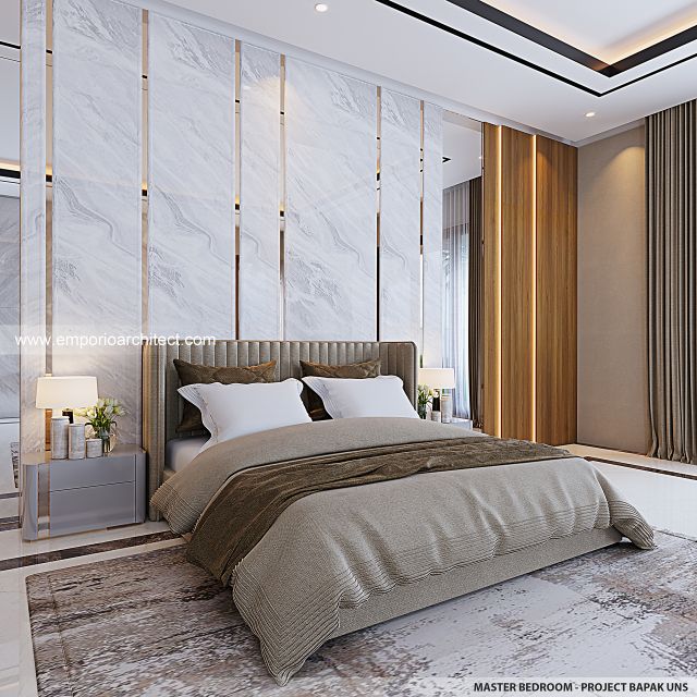 Desain Kamar Tidur Utama Rumah Villa Bali 2 Lantai Bapak UNS di Serang, Banten