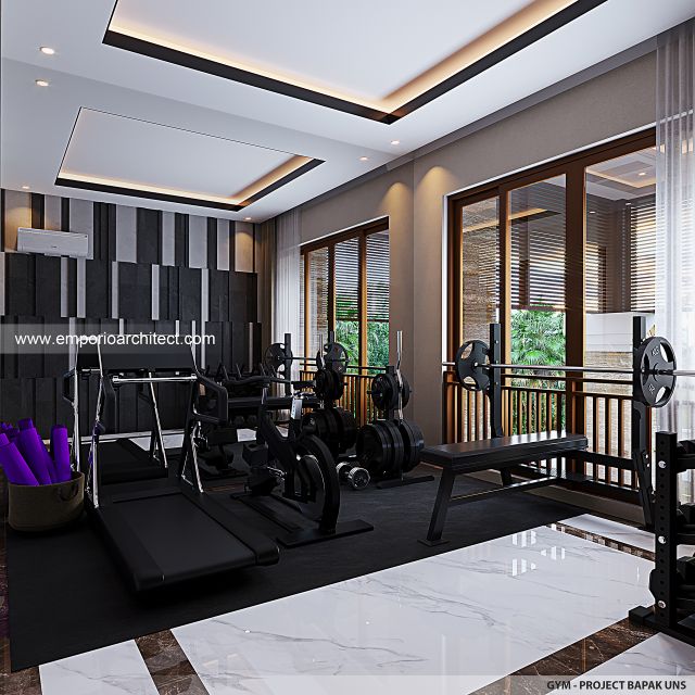 Desain Area Gym Rumah Villa Bali 2 Lantai Bapak UNS di Serang, Banten