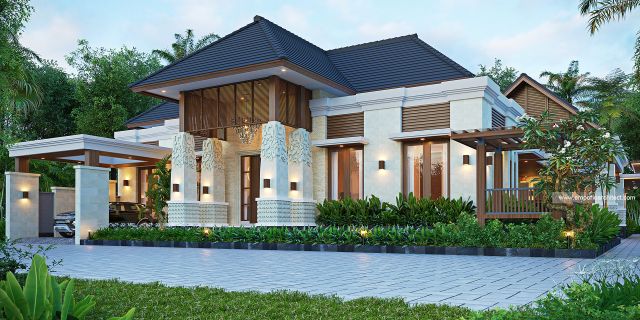 Desain Rumah dan Toko Villa Bali 2 Lantai Bapak ESF 2106 di  Pasuruan, Jawa Timur
