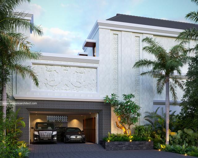 Desain Villa Style Villa Bali Modern 2 Lantai Bapak FRS di Pecatu, Badung, Bali - Tampak Depan