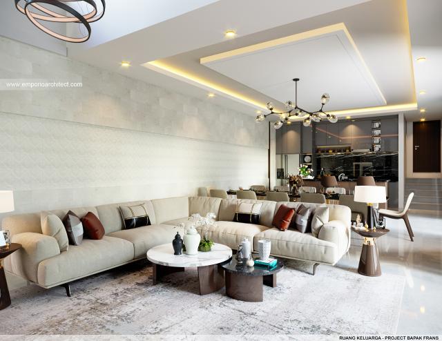 Desain Ruang Keluarga Villa Style Villa Bali Modern 2 Lantai Bapak FRS di Pecatu, Badung, Bali