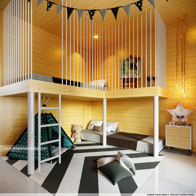 Desain Kamar Tidur Anak 2 Villa Style Villa Bali Modern 2 Lantai Bapak FRS di Pecatu, Badung, Bali
