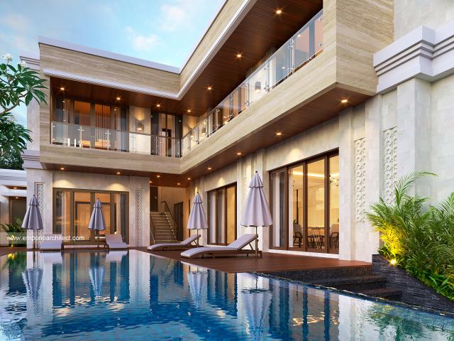 Desain Tampak Detail Belakang 2 Villa Style Villa Bali Modern 2 Lantai Bapak FRS di Pecatu, Badung, Bali