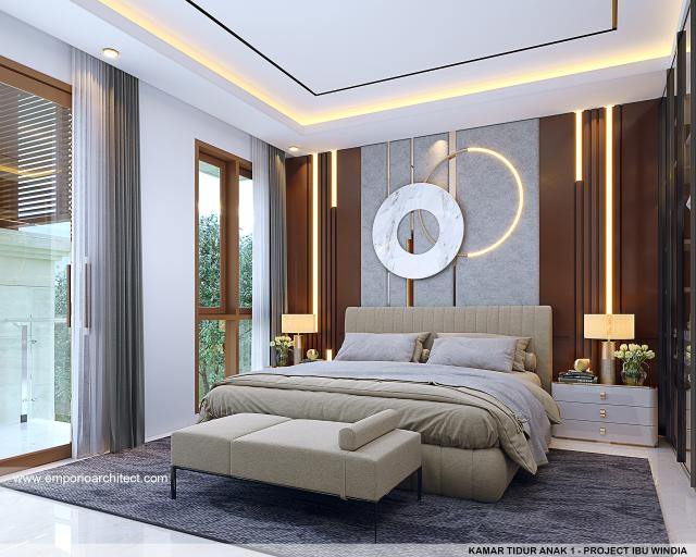 Desain Kamar Tidur Anak 1 Rumah Villa Bali 2 Lantai Ibu Windia di Bali