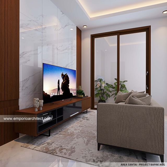 Desain Area Santai Rumah Villa Bali 2 Lantai Bapak AGG di Jakarta Timur