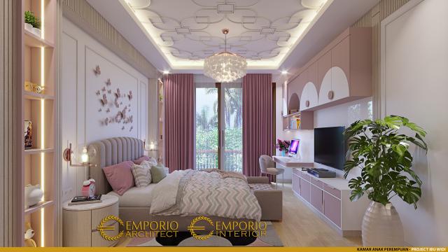 Desain Kamar Tidur Anak Perempuan Rumah Villa Bali 2 Lantai Ibu Widi di Bandung, Jawa Barat