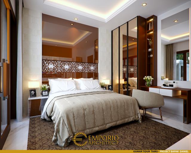 Desain Kamar Tidur Tamu Rumah Villa Bali 2 Lantai Bapak Daniel di Gorontalo