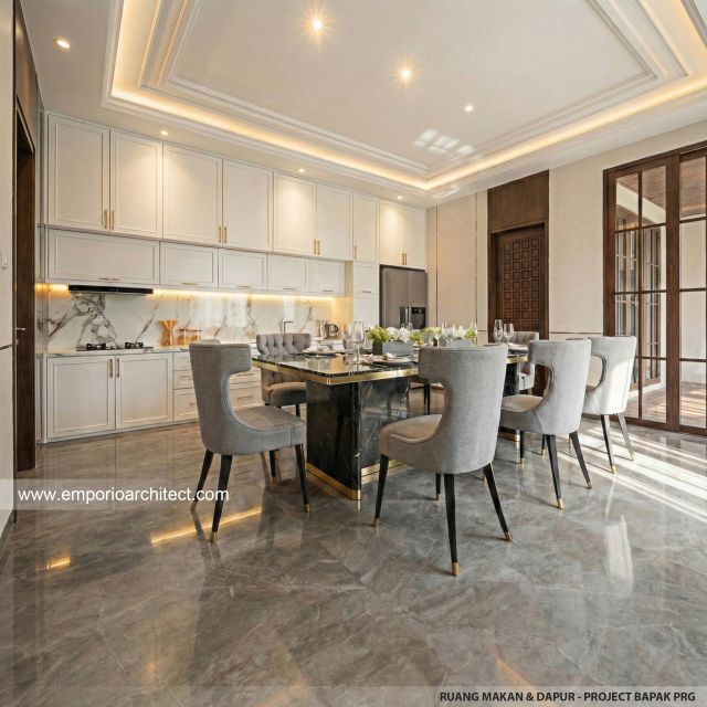 Desain Ruang Makan dan Dapur Rumah Villa Bali 2 Lantai Bapak PRG di Sumatera Utara