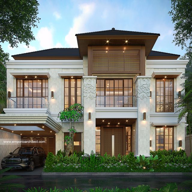 Desain Tampak Depan 4 Rumah Villa Bali 2 Lantai Bapak PRG di Sumatera Utara