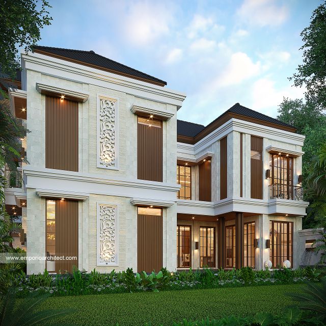 Desain Tampak Samping Rumah Villa Bali 2 Lantai Bapak PRG di Sumatera Utara