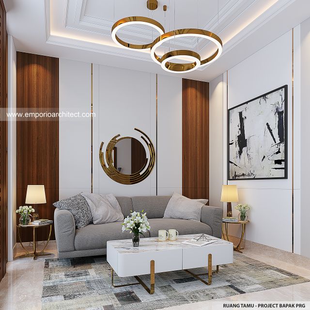 Desain Ruang Tamu Rumah Villa Bali 2 Lantai Bapak PRG di Sumatera Utara