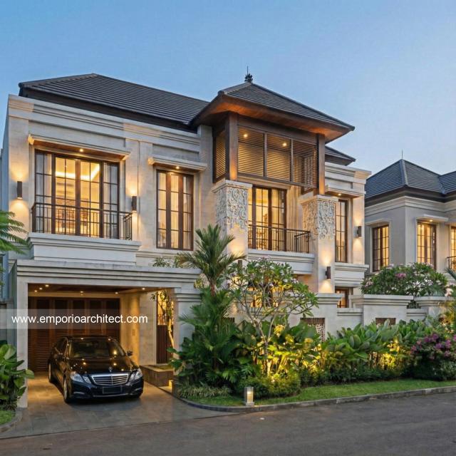 Desain Tampak Depan Rumah Villa Bali 2 Lantai Bapak PRG di Sumatera Utara