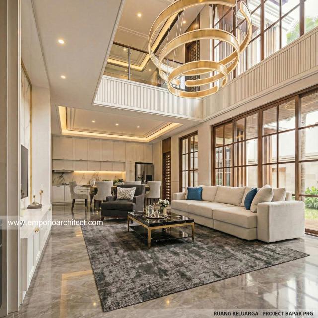 Desain Ruang Keluarga Rumah Villa Bali 2 Lantai Bapak PRG di Sumatera Utara