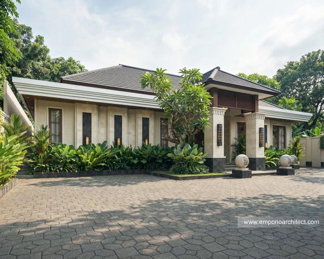 Desain Tampak Depan 3 Rumah Villa Bali Modern 1 Lantai Bapak RDD di Riau