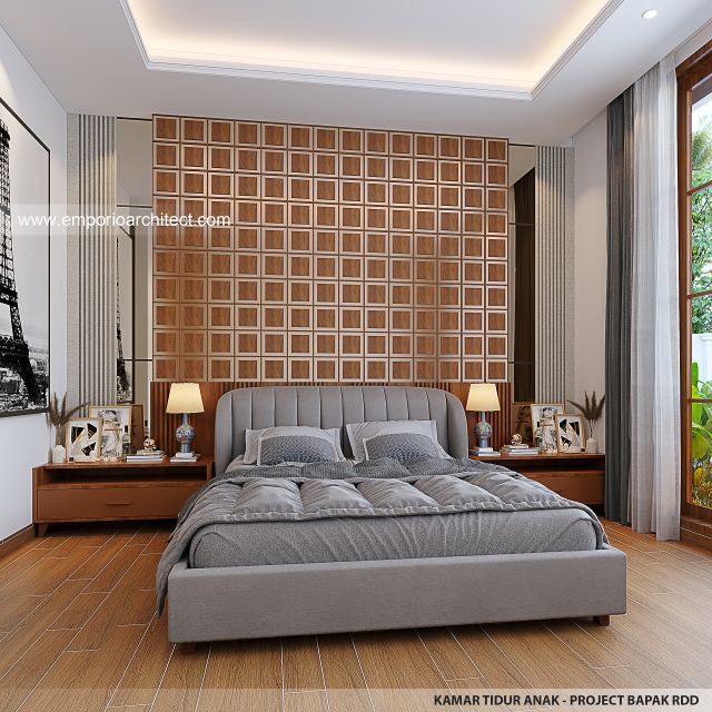 Desain Kamar Tidur Anak Rumah Villa Bali Modern 1 Lantai Bapak RDD di Riau