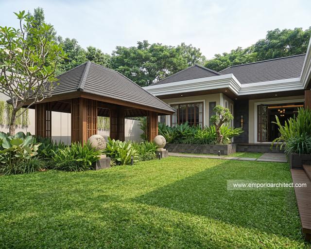 Desain Tampak Detail Belakang 3 Rumah Villa Bali Modern 1 Lantai Bapak RDD di Riau