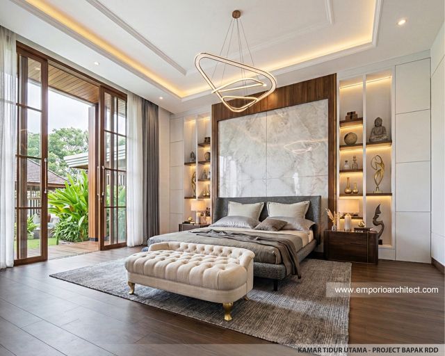 Desain Kamar Tidur Utama Rumah Villa Bali Modern 1 Lantai Bapak RDD di Riau
