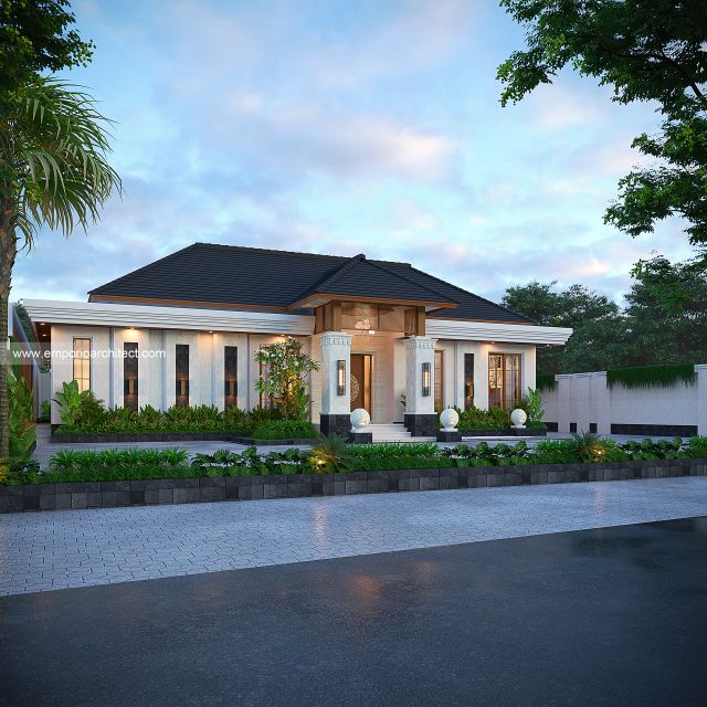 Desain Tampak Depan 3 Rumah Villa Bali Modern 1 Lantai Bapak RDD di Riau