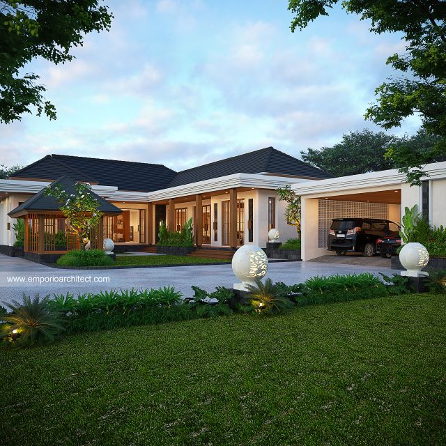 Desain Tampak Belakang Rumah Villa Bali Modern 1 Lantai Bapak RDD di Riau