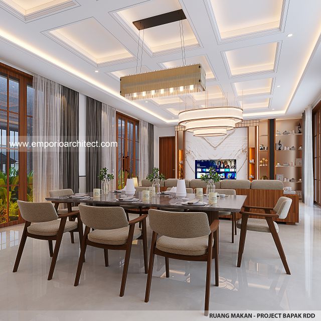 Desain Ruang Makan Rumah Villa Bali Modern 1 Lantai Bapak RDD di Riau