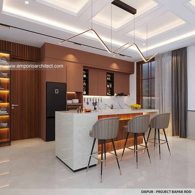 Desain Dapur Rumah Villa Bali Modern 1 Lantai Bapak RDD di Riau