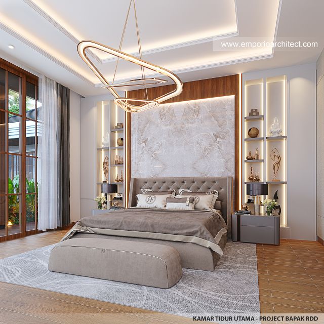 Desain Kamar Tidur Utama Rumah Villa Bali Modern 1 Lantai Bapak RDD di Riau
