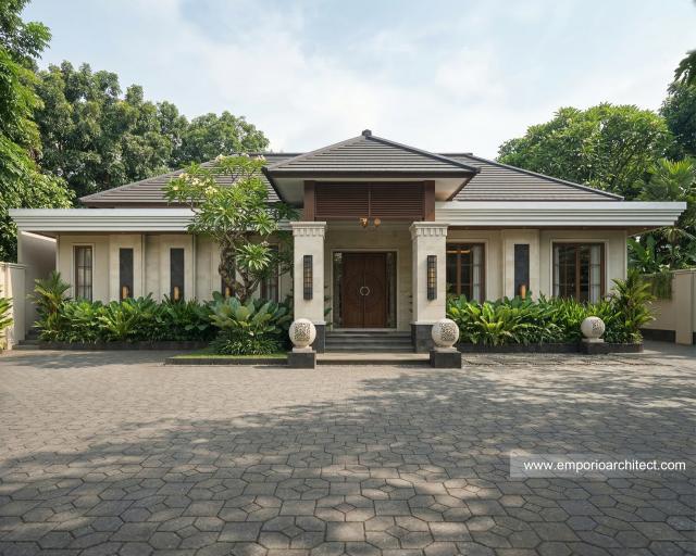 Desain Tampak Depan 2 Rumah Villa Bali Modern 1 Lantai Bapak RDD di Riau