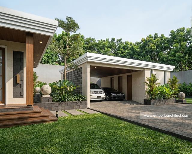 Desain Tampak Detail Belakang Rumah Villa Bali Modern 1 Lantai Bapak RDD di Riau