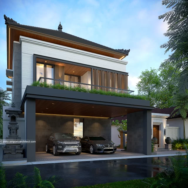 Desain Tampak Depan 2 Rumah Villa Bali Modern 2 Lantai Bapak AGS di Badung, Bali
