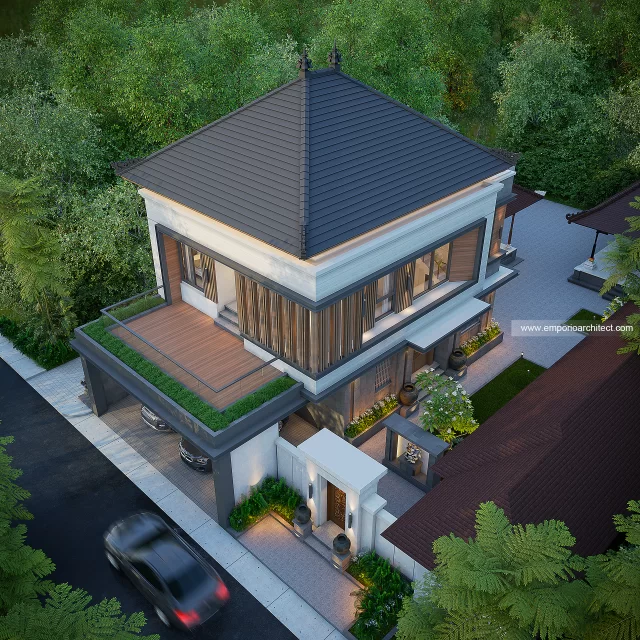 Desain Eksterior Rumah Villa Bali Modern 2 Lantai Bapak AGS di Badung, Bali