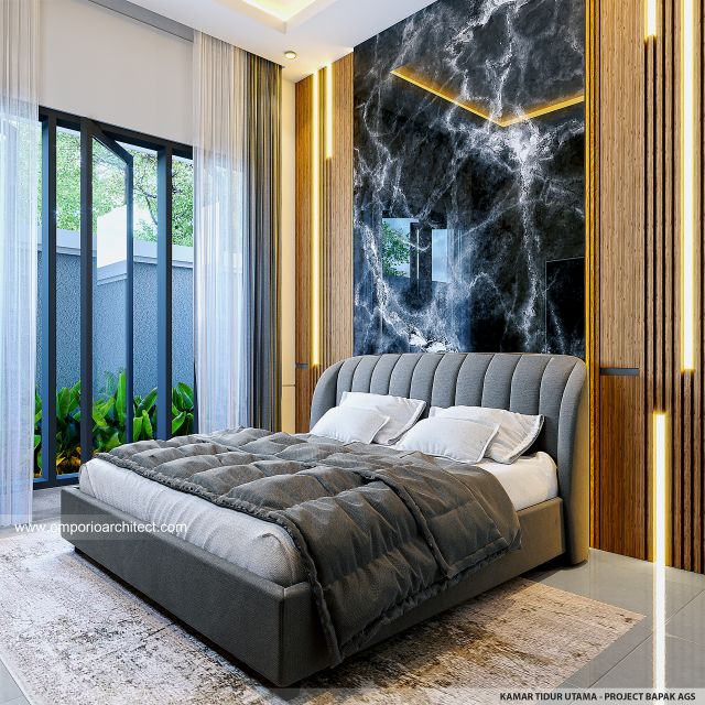Desain Kamar Tidur Utama Rumah Villa Bali Modern 2 Lantai Bapak AGS di Badung, Bali