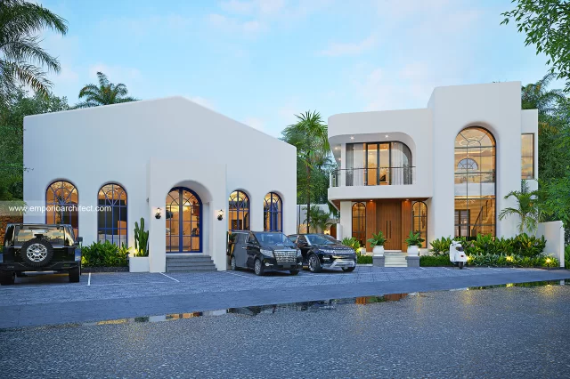 Desain Tampak Depan 3 Villa dan Rumah Santorini 2 Lantai Ibu VNR di Bandung