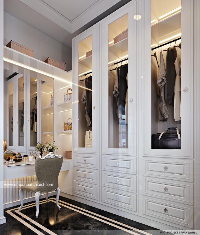 Desain Walk In Closet Villa Klasik 1 Lantai Bapak WYU di Lampung