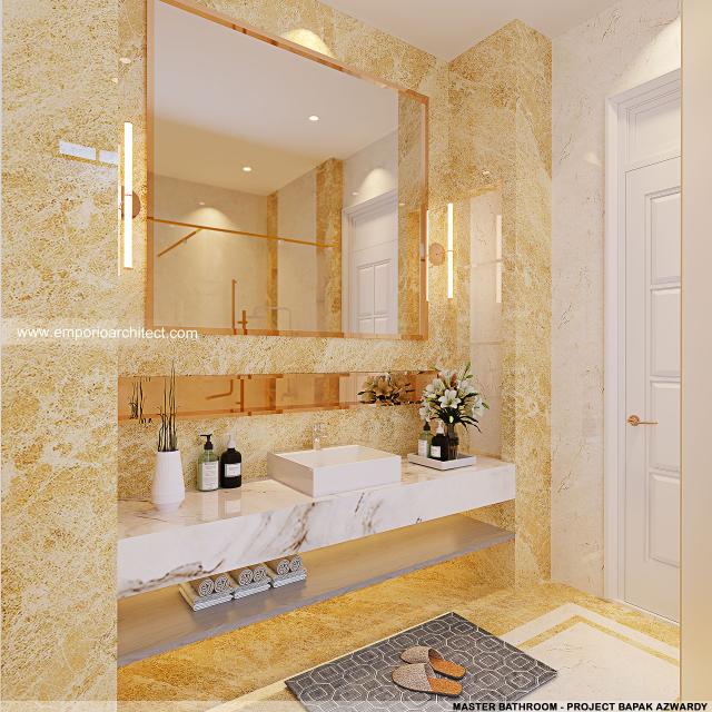 Desain Kamar Mandi Utama Villa Klasik 4 Lantai Bapak AWD di Belitung, Kepulauan Bangka Belitung