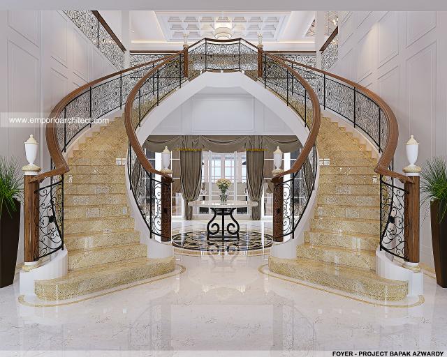 Desain Foyer Villa Klasik 4 Lantai Bapak AWD di Belitung, Kepulauan Bangka Belitung