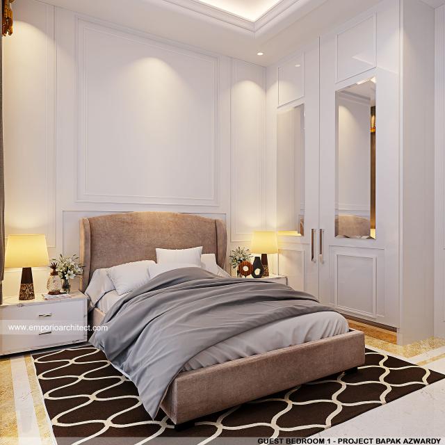Desain Kamar Tidur Tamu 1 Villa Klasik 4 Lantai Bapak AWD di Belitung, Kepulauan Bangka Belitung
