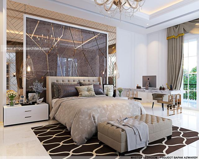 Desain Kamar Tidur Utama Villa Klasik 4 Lantai Bapak AWD di Belitung, Kepulauan Bangka Belitung