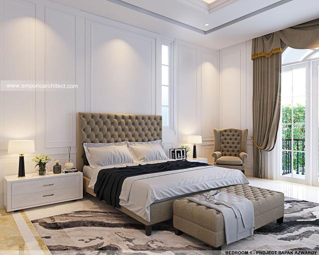 Desain Kamar Tidur 1 Villa Klasik 4 Lantai Bapak AWD di Belitung, Kepulauan Bangka Belitung