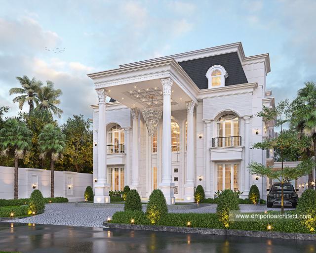 Desain Villa Klasik 4 Lantai Bapak AWD di Belitung, Kepulauan Bangka Belitung - Tampak Depan