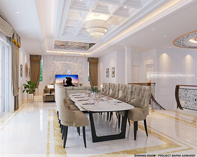 Desain Ruang Makan Villa Klasik 4 Lantai Bapak AWD di Belitung, Kepulauan Bangka Belitung