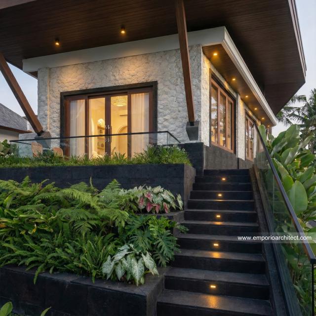 Desain Tampak Belakang 3 Villa Modern 1 Lantai Mr. CMR di Tabanan, Bali