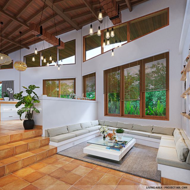 Desain Ruang Keluarga Villa Modern 1 Lantai Mr. CMR di Tabanan, Bali