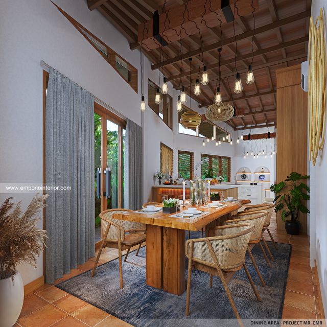 Desain Ruang Makan Villa Modern 1 Lantai Mr. CMR di Tabanan, Bali