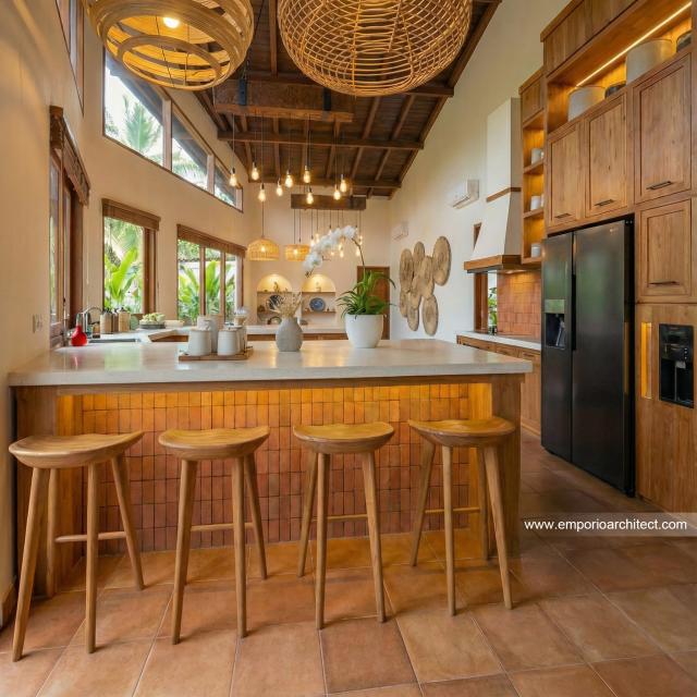 Desain Dapur Villa Modern 1 Lantai Mr. CMR di Tabanan, Bali