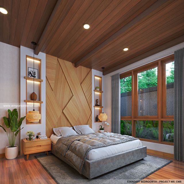 Desain Kamar Tidur Standar 1 Villa Modern 1 Lantai Mr. CMR di Tabanan, Bali