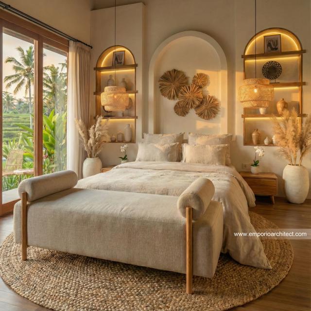 Desain Kamar Tidur Utama Villa Modern 1 Lantai Mr. CMR di Tabanan, Bali