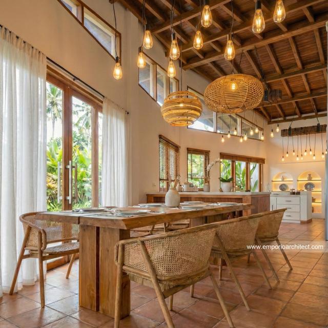Desain Ruang Makan Villa Modern 1 Lantai Mr. CMR di Tabanan, Bali